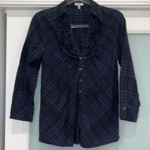 Joie Ruffle plaid flannel button down, size s